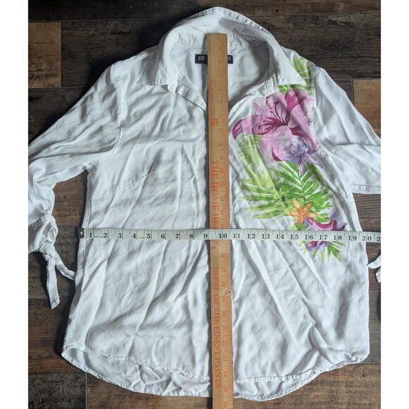 Zac & Rachel Petite PL White Floral Print Rayon - Picture 3 of 4